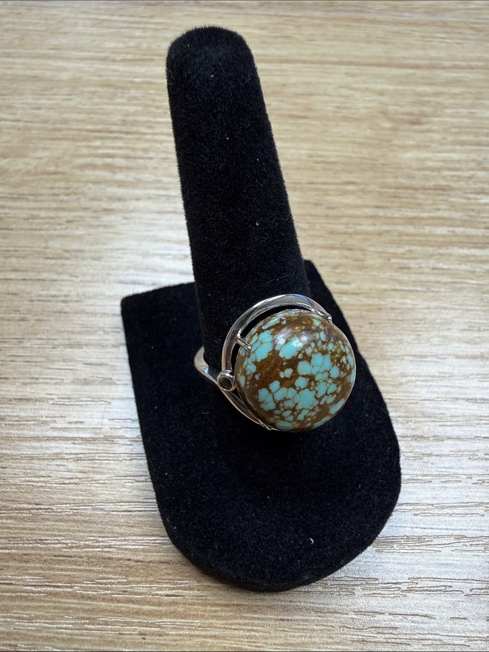 Turquoise and Brown Stone Silver Ring - Women Jewelry size 7